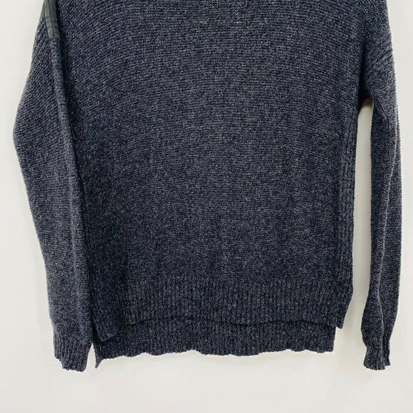 Madewell Size XS Charcoal Gray Suede Stripe Texturework Crewneck Sweater Top - Picture 4 of 7